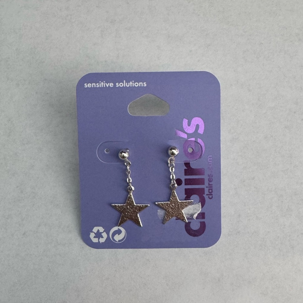Claire's Glittery Silver Star Dangle Earrings